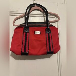 Michael Kors Red Women’s Satchel Handbag with Blue Trim. Gently used.